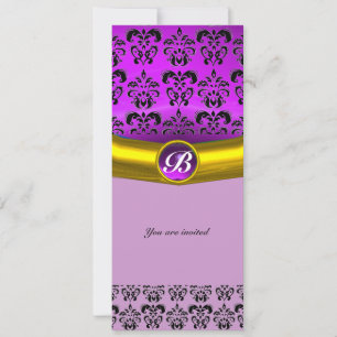 DAMASK GEM STONE MONOGRAM lila Veilchen Einladung