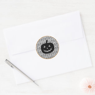 Damask Glam Halloween Pumpkin Runder Aufkleber