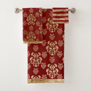 Damask Gold Red Elegant Moderne Plutôt