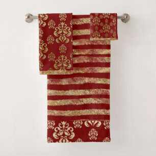 Damask Gold Red Elegant Moderne Plutôt Bande