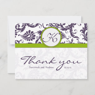 Damask Green & Lapis Lila Wedding Vielen Dank Dankeskarte