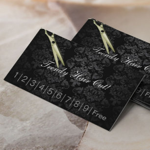 Damask Hair Cuts Hair Salon Loyalty Punch Card Treuekarte