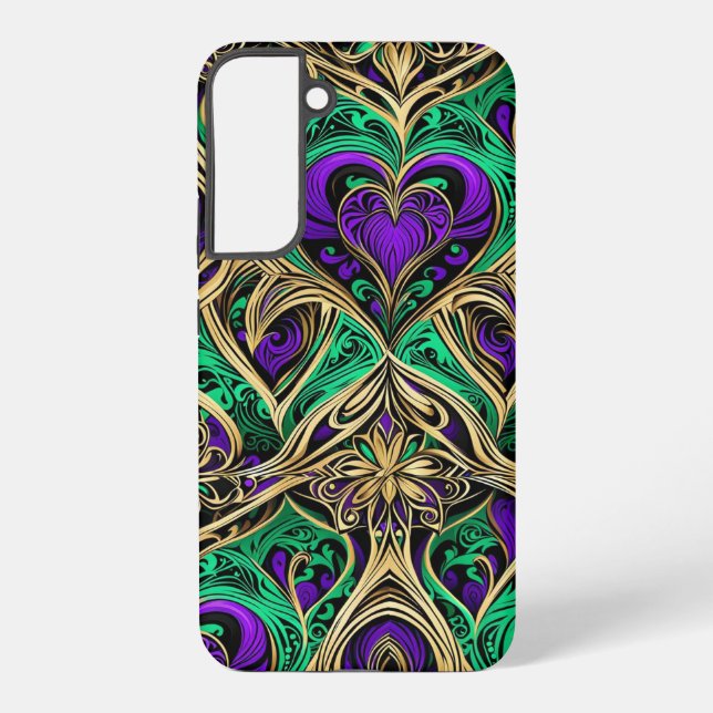 Damask Heards & Blume Gold Lila Black Emerald Samsung Galaxy Hülle (Rückseite)