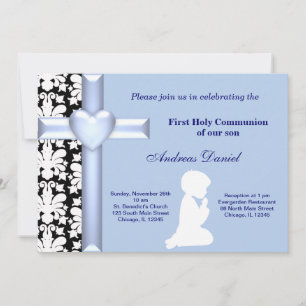 Damask Heilige Kommunion Einladung
