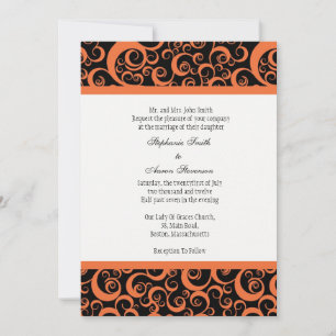Damask Hochzeit Einladung mit Orange