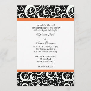 Damask Hochzeit Einladung mit Orange