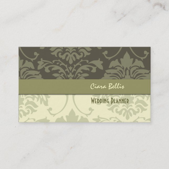 Damask, Hochzeitsplaner und Visitenkarten Visitenkarte (Vorderseite)