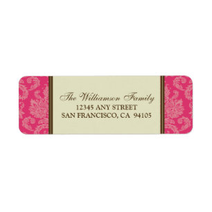 Damask Holiday Rücksendeadressen-Aufkleber (Fuchsi