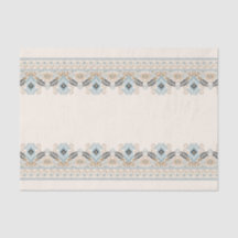 Damask Ikat Embroidery Boho Light Blue Decoupage