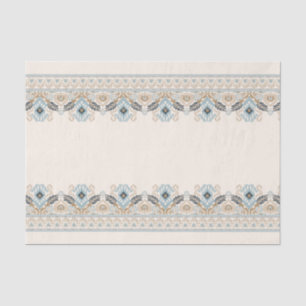 Damask Ikat Embroidery Boho Light Blue Decoupage Seidenpapier