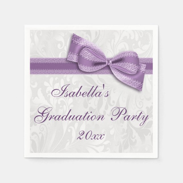 Damask & Imitats Bow Girls Graduiertenparty Napkin Serviette (Vorderseite)