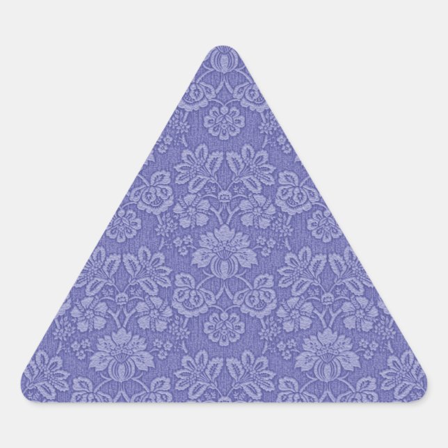 Damask in Blau Dreieckiger Aufkleber (Vorderseite)