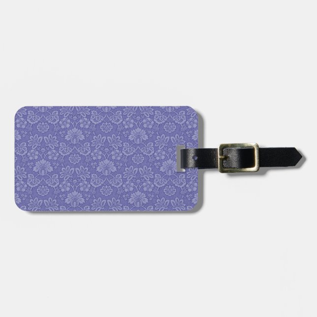 Damask in Blau Gepäckanhänger (Vorderseite horizontal)