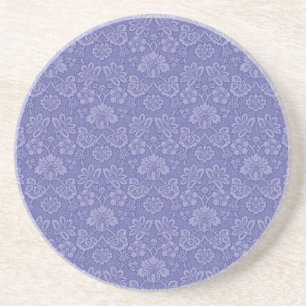Damask in Blau Sandstein Untersetzer