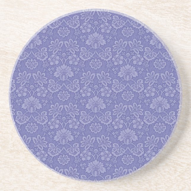 Damask in Blau Sandstein Untersetzer (Vorne)