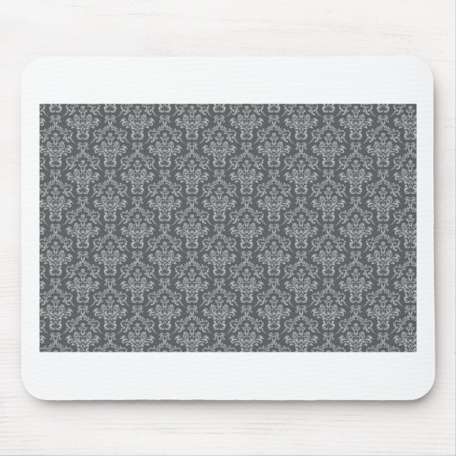 Damask in Grau Mousepad (Vorne)
