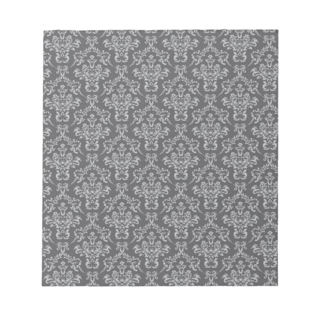 Damask in Grau Notizblock (Vorderseite)