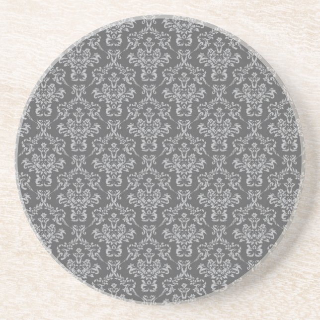 Damask in Grau Sandstein Untersetzer (Vorne)
