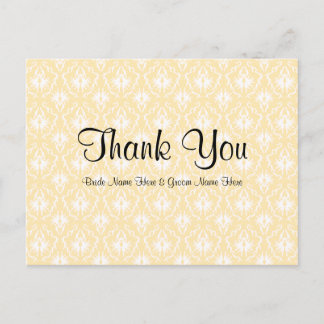 Damask in White and Cream - Tan Wedding Vielen Dan Postkarte