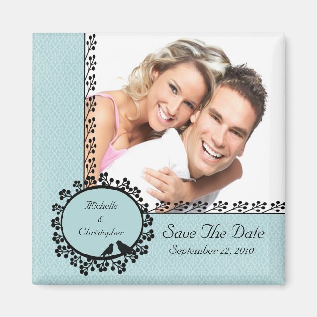 Damask Inséparables Photo Save The Date Magnet (Devant)