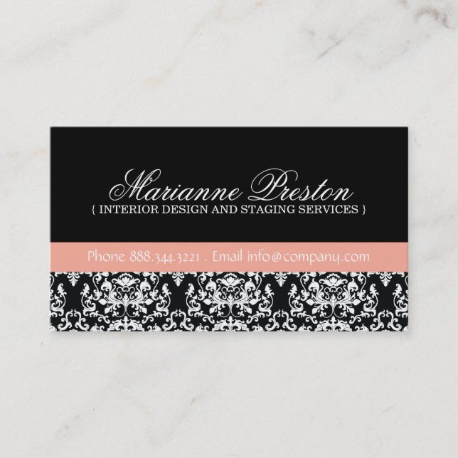 Damask Interior Designer Business Card Visitenkarte (Vorderseite)