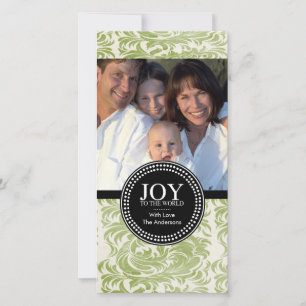 Damask "JOY TO THE WORLD" Carte photo de vacances