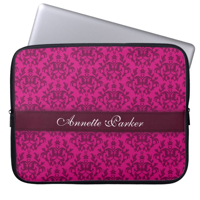Damask "Kangaroo Paw" mit dem Namen dunkelrosa Not Laptopschutzhülle (Vorderseite)