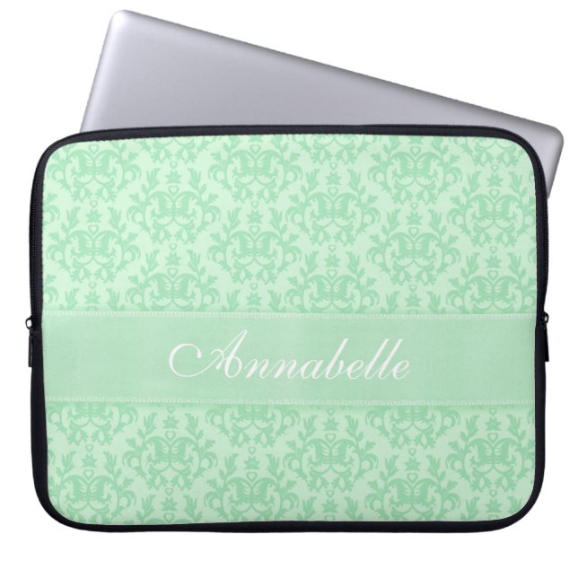 Damask "Kangaroo Paw" mit dem Namen "Green Laptop  Laptopschutzhülle (Vorderseite)