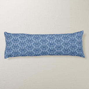 Damask Kangaroo Paws et coeur bleu long coussin