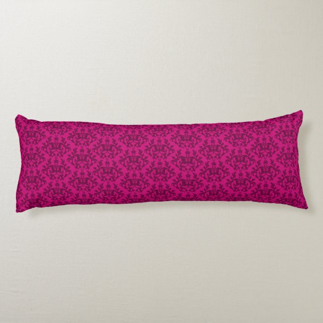 Damask "Kangaroo Paws" rose foncé long coussin (Dos)