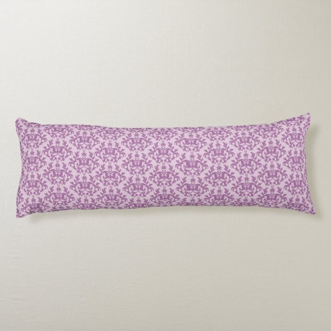 Damask Kangaroo Paws und Herz lila langes Kissen (Rückseite)