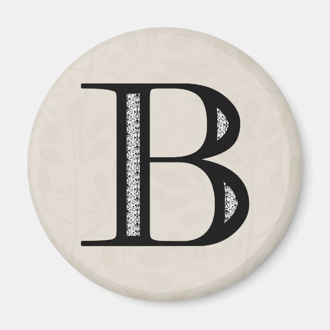 Damask Letter B - Schwarz Magnet (Vorne)