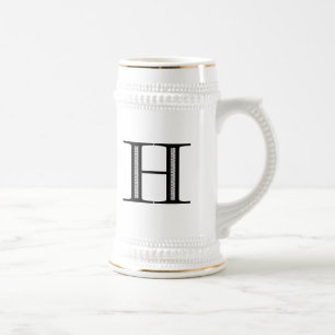 Damask Letter H - Black Bierglas