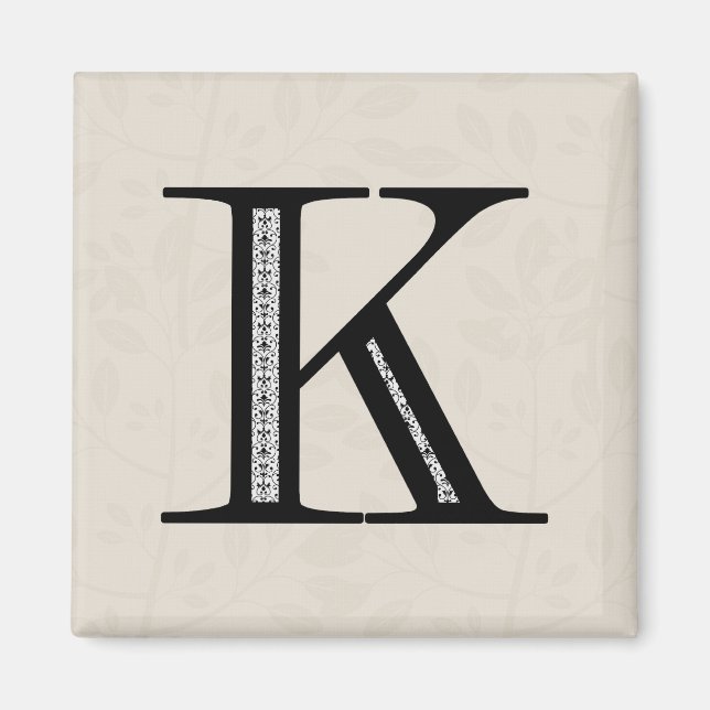 Damask Letter K - Black Magnet (Vorne)