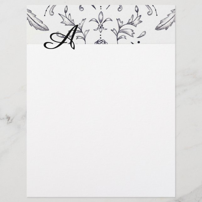 Damask Letterhead Schwarz/Weiß (Vorderseite)
