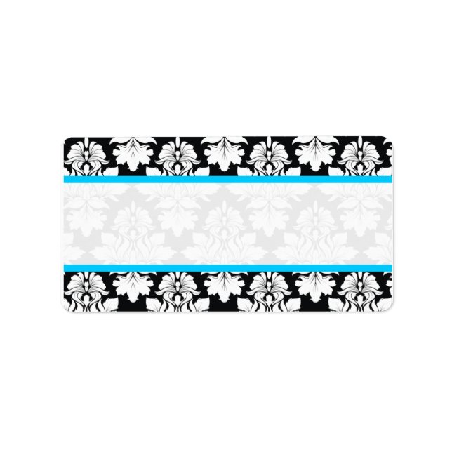 Damask Light Blue Address Labels Adressaufkleber (Vorne)