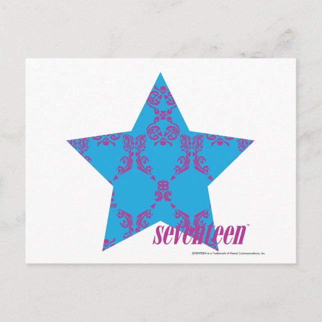 Damask Lila-Aqua 2 Postkarte (Vorderseite)