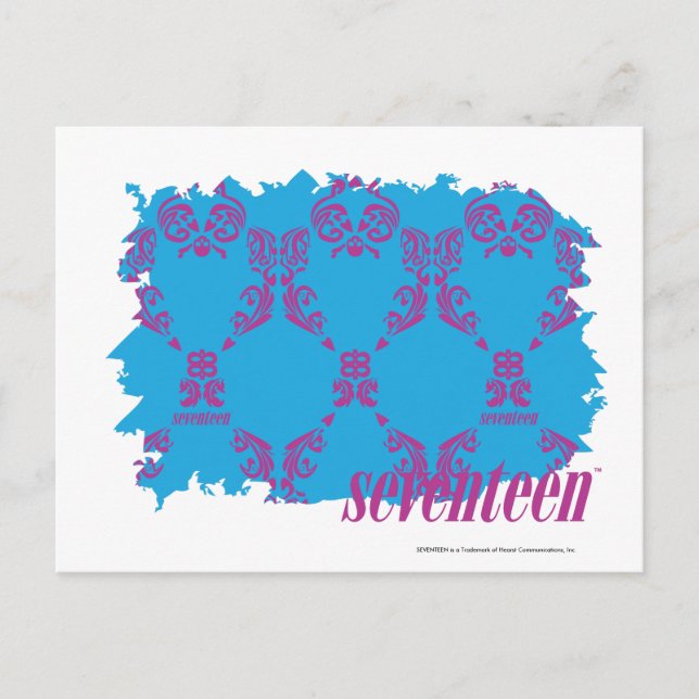 Damask Lila-Aqua 4 Postkarte (Vorderseite)