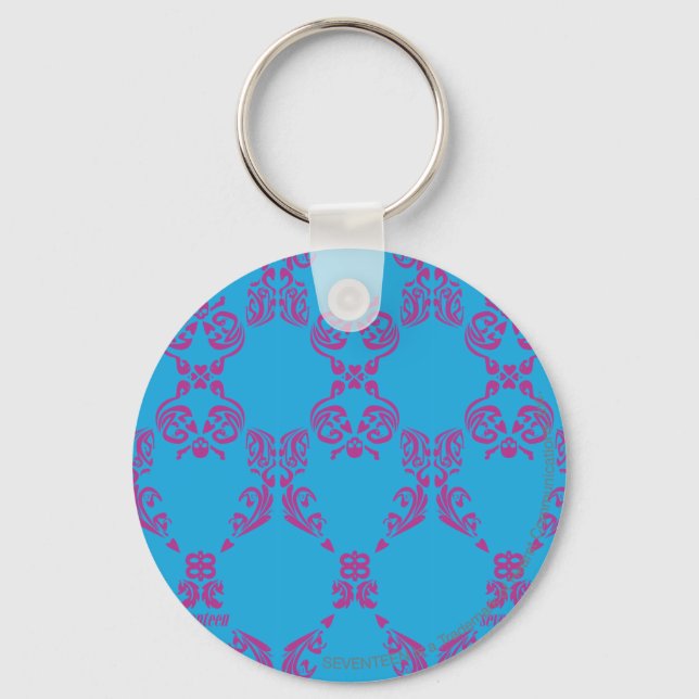Damask Lila-Aqua Schlüsselanhänger (Vorderseite)