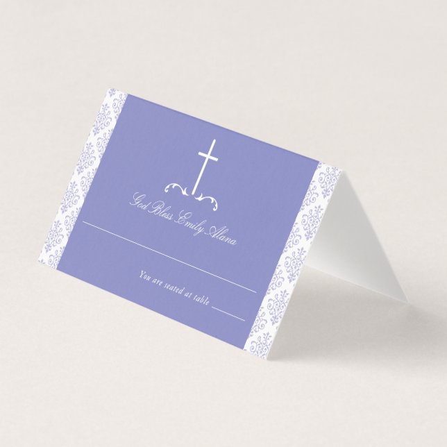 Damask Lila erstes religiöses Kreuz der Kommunion (Vorderseite)