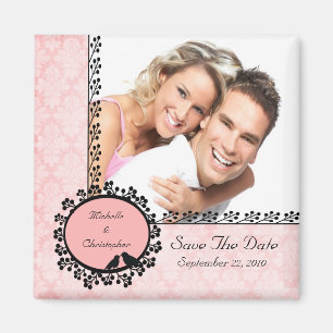 Damask Love Birds Foto Speichern das Date Magnet