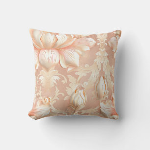 Damask luxuriöse Textur der cremefarbenen Lilienbl Kissen