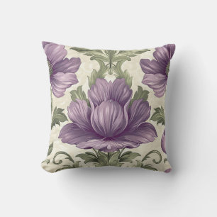 Damask luxuriöse Textur der lila dekorativen Blume Kissen