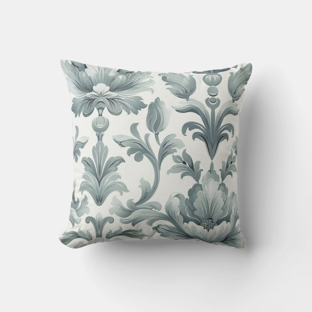Damask luxuriöse Textur Minze grün dekorative Blum Kissen (Vorderseite)