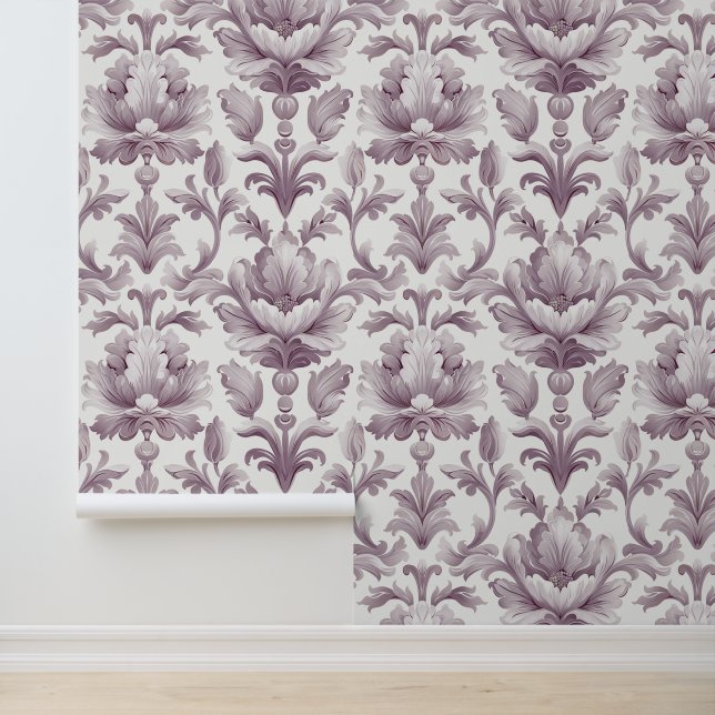 Damask luxuriöse Textur pastellrosa Blüte Blüte Tapete (Anwendung)