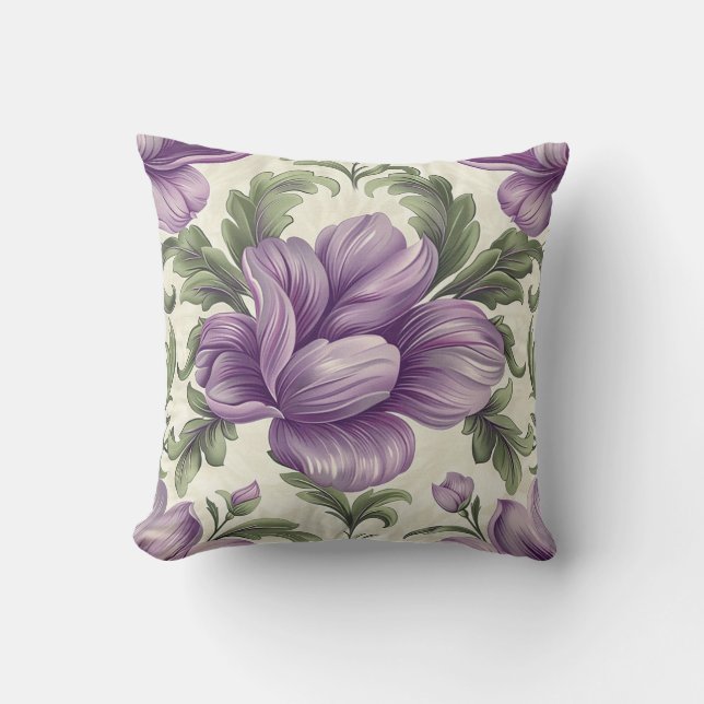 Damask Luxus Lila Blume Florist Shop Deco Kissen (Vorderseite)