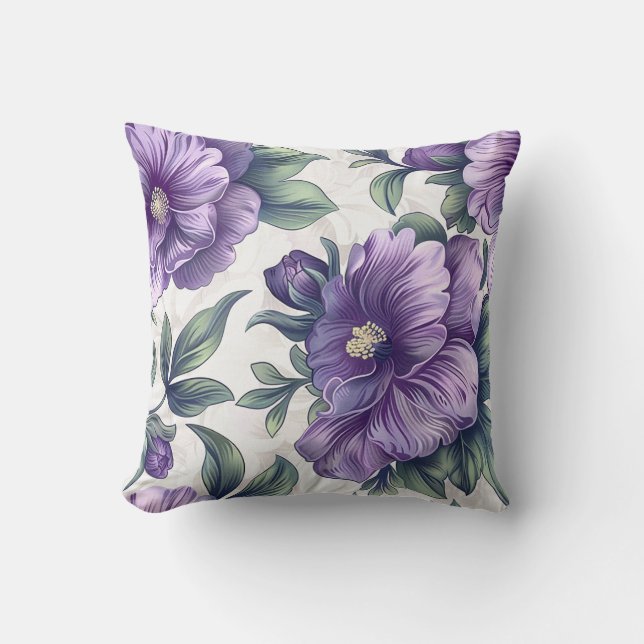 Damask Luxus Lila Blume Florist Shop Deco Kissen (Vorderseite)