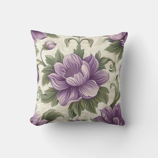 Damask Luxus Lila Blume Florist Shop Deco Kissen (Vorderseite)