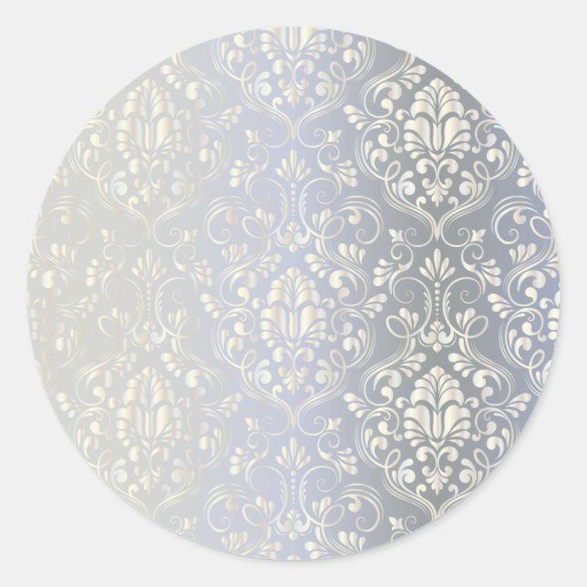Damask Luxus Runder Aufkleber (Vorderseite)
