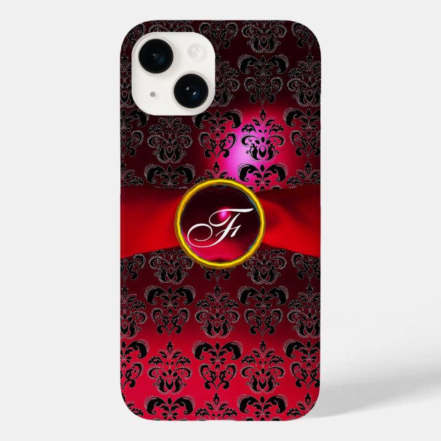 DAMASK MÄDLICH MONOGRAM, rotes Bordeaux-Band title_seo2 (Rückseite)